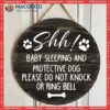 Personalized Wood Signs, Gifts For Dog Lovers, Shh Sleeping Baby And Protective Dogs Please Do Not Knock