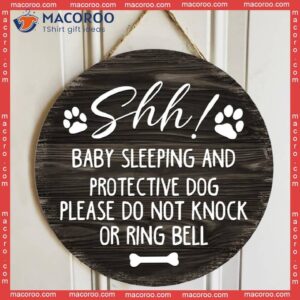 Personalized Wood Signs, Gifts For Dog Lovers, Shh Sleeping Baby And Protective Dogs Please Do Not Knock