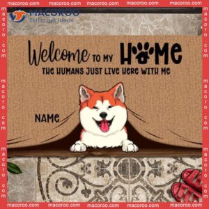 Pet Peeking From Curtain Personalized Doormat, Gifts For Lovers, Welcome To Our Home Mat