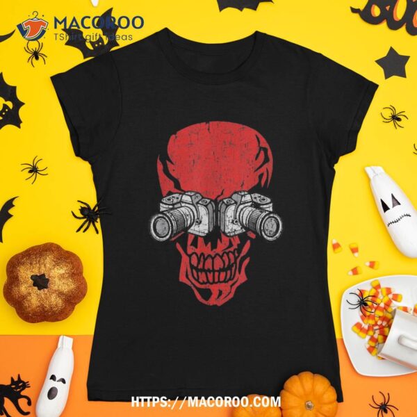 Photographer Photo Camera Skull – Funny Halloween Costume Shirt, Skeleton Head