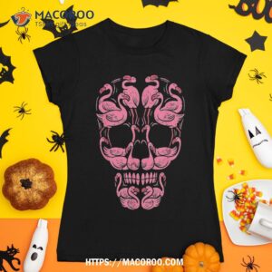 Pink Flamingo Skull Breast Cancer Awareness Halloween Shirt, Scary Skull