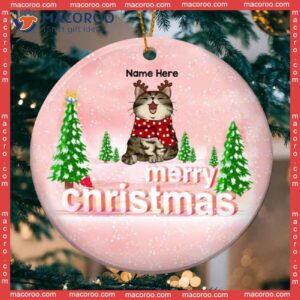 Pinktone,merry Christmas, Personalized Cat Christmas Ornament