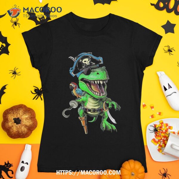 Pirate Dinosaur T Rex Funny Tyrannosaurus Halloween Costume Shirt, Skull Pumpkin