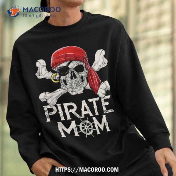 Pirate Mom T Shirt Jolly Roger Flag Skull & Crossbones Tees, Halloween Skull