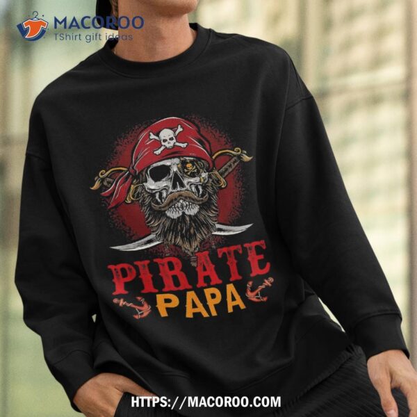 Pirate Papa Halloween Skull Costume Family Kids Shirt, Skeleton Head