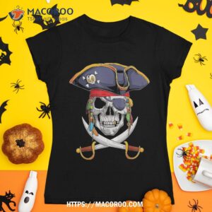 pirate skull halloween little boys girls kids teens shirt skeleton head tshirt 1