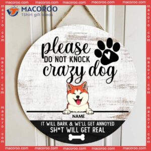Please Do Not Knock, White Wooden Door Hanger, Personalized Dog Breeds Signs, Lovers Gifts, Front Decor