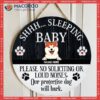 Please No Soliciting Or Loud Noises, Baby Sleeping Rustic Wreath, Personalized Background Color & Dog Breeds Wooden Signs