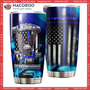 Police Blessed Are The Peacemakers American Flag Stainless Steel Tumbler