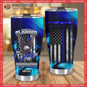 police blessed are the peacemakers american flag stainless steel tumbler 2