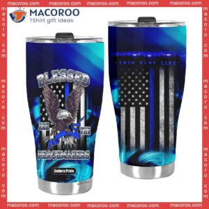 police blessed are the peacemakers american flag stainless steel tumbler 3