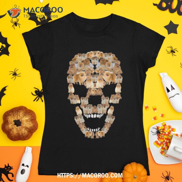 Pomeranian Dog Skull Tee Halloween Costume Lovers Shirt, Skeleton Masks