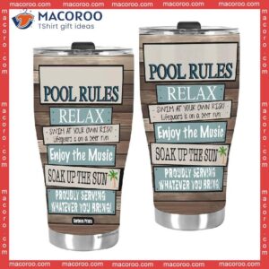 pool rules relax enjoy music soak up the sun stainless steel tumbler 2