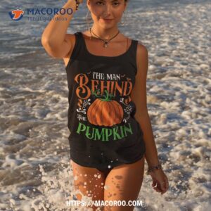 pregnancy halloween shirt for the man behind pumpkin tank top