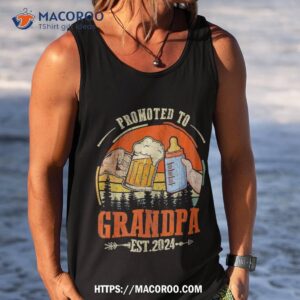 promoted to grandpa est 2024 retro fathers day new shirt cute father s day gifts tank top