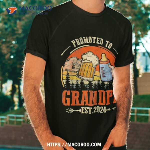 Promoted To Grandpa Est 2024 Retro Fathers Day New Shirt, Cute Father’s Day Gifts