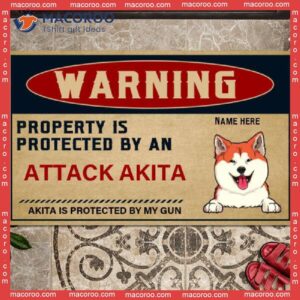 Property Is Protected By My Dog Warning Front Door Mat, Personalized Doormat, Gifts For Lovers