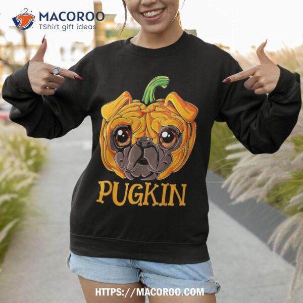 Pugkin Pug Pumpkin Halloween Thanksgiving Dog Shirt