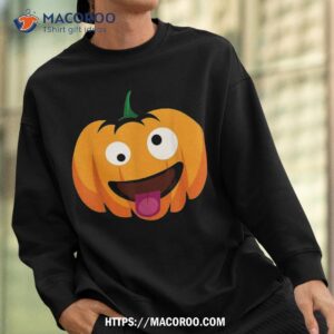 pumpkin emoji face with tongue big eyes halloween kids boys shirt sweatshirt