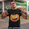 Pumpkin Emoji Face With Tongue Big Eyes Halloween Kids Boys Shirt