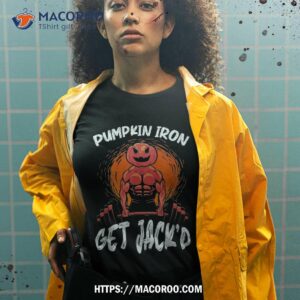 pumpkin iron get jack d halloween workout bodybuilder shirt tshirt 2