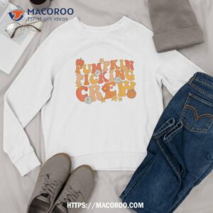 pumpkin picking crew squad groovy fall autumn and halloween shirt sweatshirt