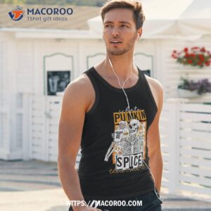 pumpkin spice skeleton retro autumn thanksgiving fall y all shirt skeleton head tank top