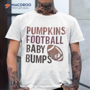 pumpkins football baby bumps pregnancy announcet shirt halloween birthday gifts tshirt