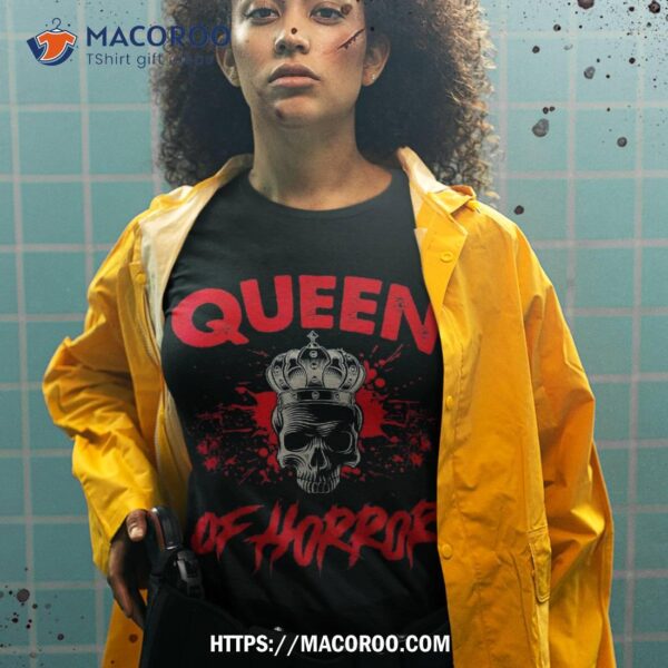 Queen Of Horror Movie Halloween Crown Skull Shirt, Sugar Skull Pumpkin