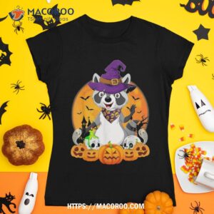 raccoon lover scary pumpkin skull witch halloween shirt skeleton head tshirt 1