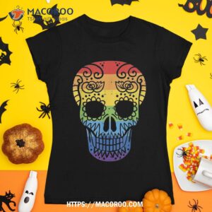 Rainbow Sugar Skull Lgbt Halloween Day Of The Dead Gay Pride Shirt, Scary Skull