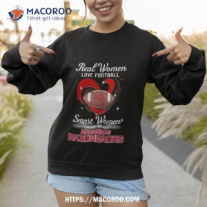 real women love football smart women love the arizona razorbacks diamond heart shirt sweatshirt