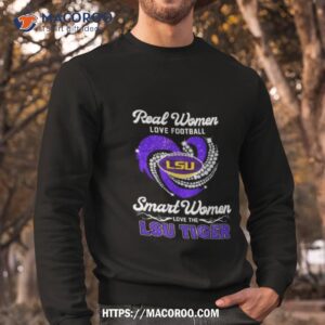 real women love football smart women love the lsu tiger diamond heart 2023 shirt sweatshirt