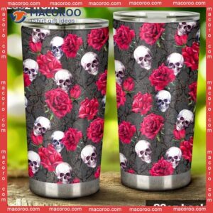 Red Roses Skull Stainless Steel Tumbler