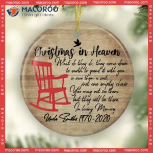 Remembrance Keepsake, Sympathy Gift, Christmas Memorial Ornament,christmas In Heaven Poem And Rocking Chair Ornament, Personalized Ornament