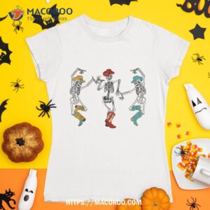 Retro Cowboy Skeleton Cowgirl Dancing Boots Halloween Shirt, Sugar Skull Pumpkin