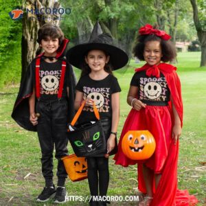 retro funny halloween costume leopard spooky season cute shirt skeleton masks tshirt 3