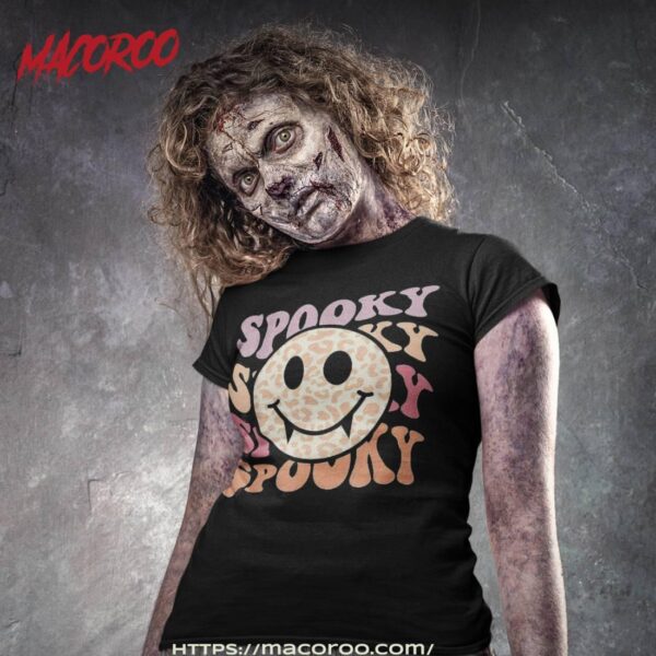 Retro Funny Halloween Costume Leopard Spooky Season Cute Shirt, Skeleton Masks