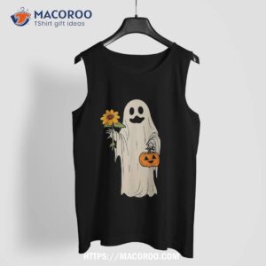 retro ghost scary pumpkin floral halloween trick or treat shirt skull pumpkin tank top