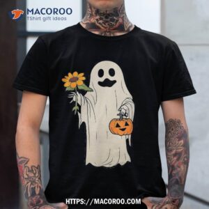 retro ghost scary pumpkin floral halloween trick or treat shirt skull pumpkin tshirt