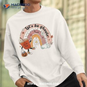 retro rainbow let s be ghouls pumpkin spice spooky halloween shirt skeleton head sweatshirt