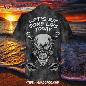 ripping lips skull fish skeleton hawaiian shirt 1