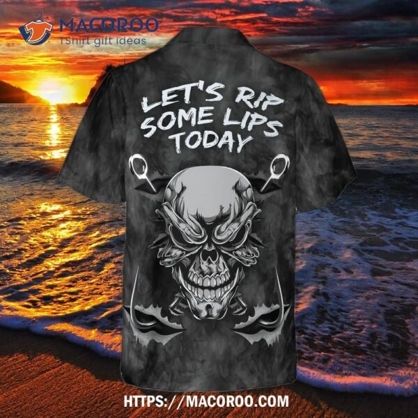 Ripping Lips Skull Fish Skeleton Hawaiian Shirt