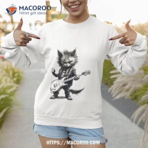 rock cat playing guitar shirt sweatshirt