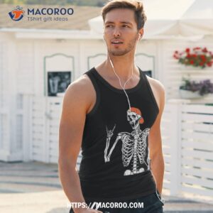 rocker skeleton hand rock on costume funny halloween gifts shirt scary skull tank top