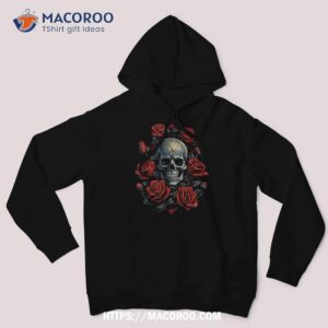 rose skeleton skull hand red flower shirt skeleton head hoodie