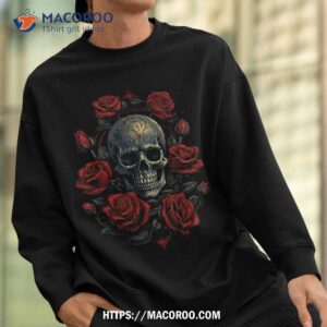 rose skeleton skull hand red flower shirt skeleton head sweatshirt