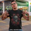 Rose Skeleton Skull Hand Red Flower Shirt, Skeleton Head
