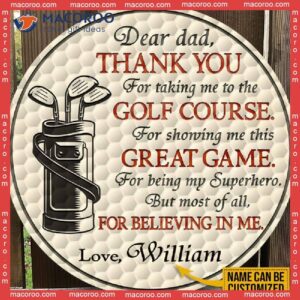 Round Wooden Sign, Personalized Gift For Golf Dad, Father’s Day From Son, Hexagon Pattern,custom Dad