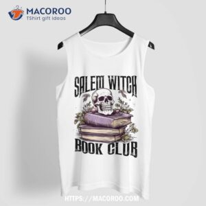 salem witch book club skeleton skull halloween lovers shirt scary skull tank top